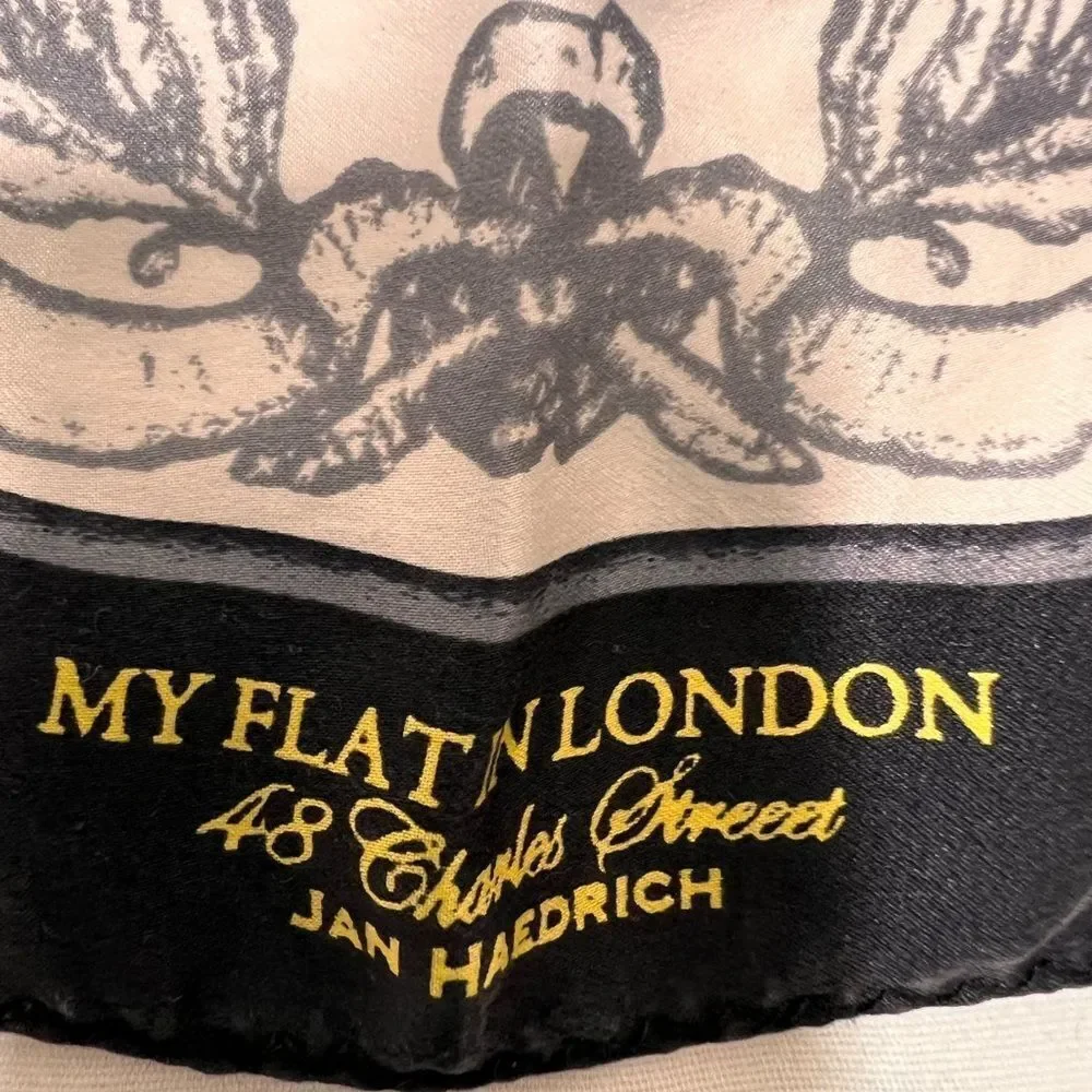 My Flat in London Gold and Black Scarf with Key Lock Motifs